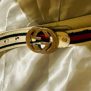 Gucci White and silver men belt vintage older belt